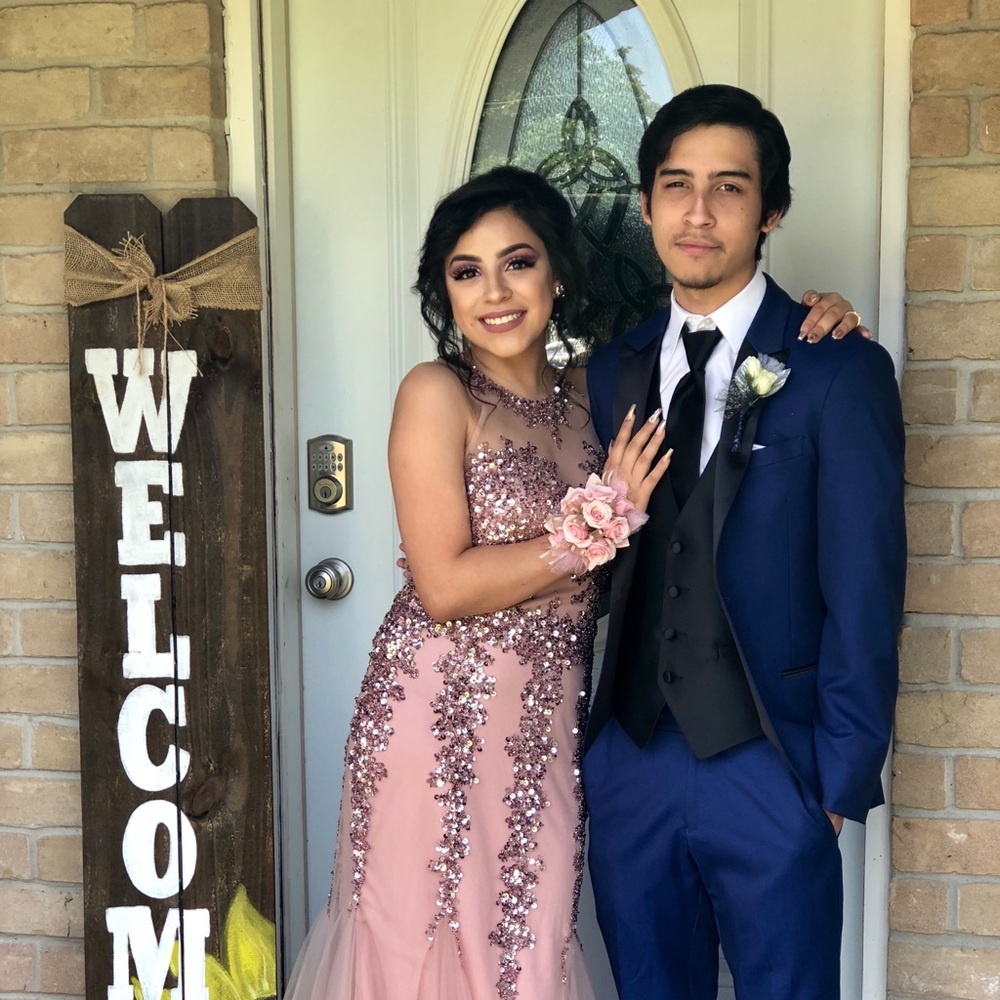 Mermaid Rose Gold Sequined Prom Dress